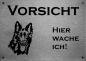 Preview: Edelstahl Warnschild Altdeutscher Schäferhund VORSICHT Hier wache ich!